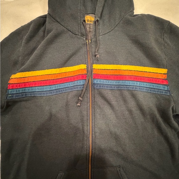 Aviator Nation Gray Hoodie with Colorful Stripes XXL - Picture 2 of 3